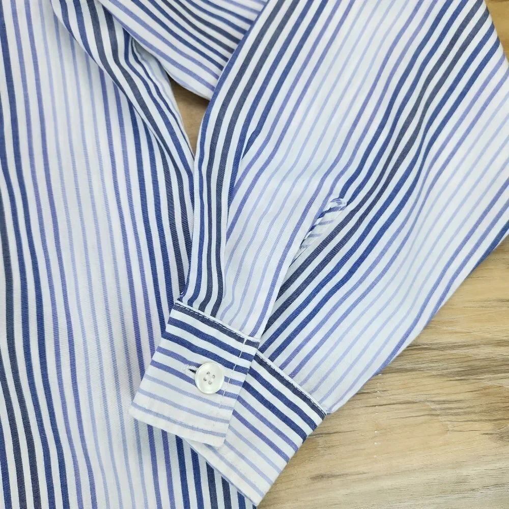 ☔️🔺️Alfred Dunner Pinstripe Embroider Daisy & Butterfly Button Top Size 8 - Picture 9 of 13